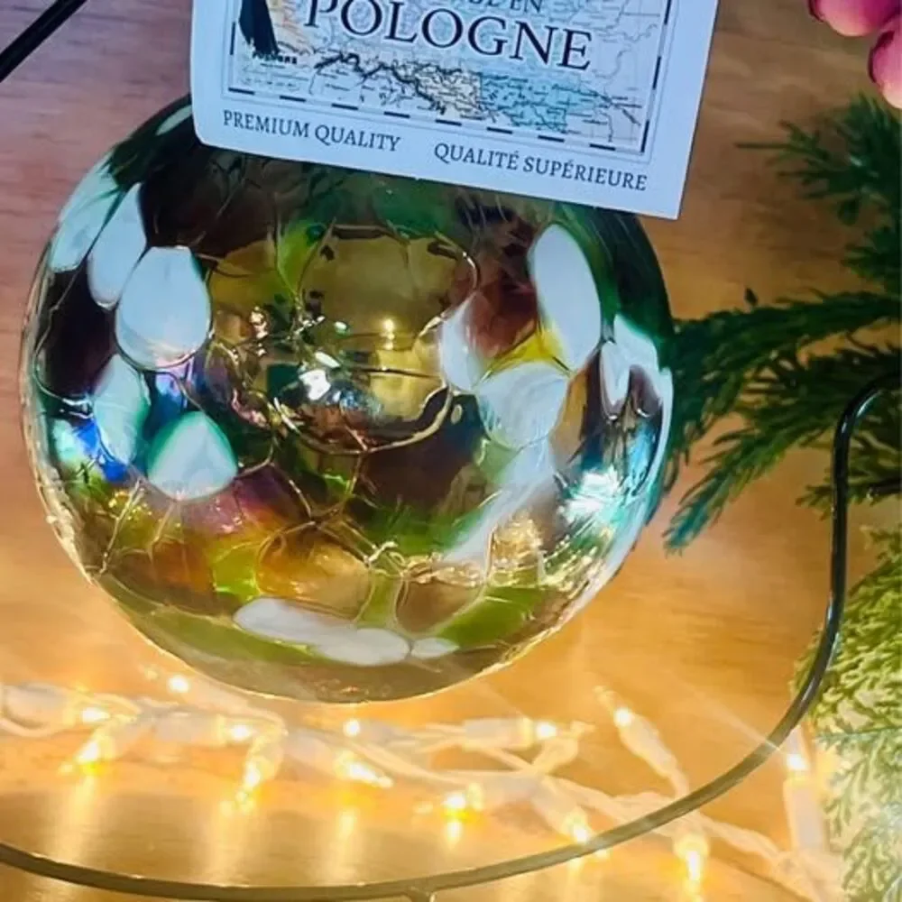 Handblown Glass ornament witch gazing ball 5” NEW